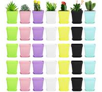 Hedume Paquete de 70 macetas de plástico Coloridas, Mini Maceta Cuadrada para semilleros con palé, Flores de Interior