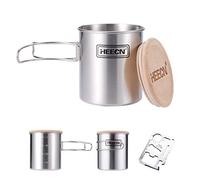 HEECN® Taza Camping Fuego - Taza Inoxidable Camper - Asa Plegable Hess-04446 9.3x10