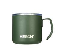 HEECN® Taza de acero inoxidable para exteriores con tapa de doble pared aislante - 450 ml/330 ml, ligero y a prueba de fugas (certificado LFGB), verde HESS-051 (450 ml, deportivo)