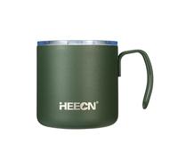 HEECN® Taza de acero inoxidable para exteriores con tapa de doble pared aislante - 450 ml/330 ml, ligero y a prueba de fugas (certificado LFGB), verde HESS-051 (330 ml, deportivo)