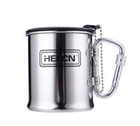 HEECN Taza mosquetón ligera - Cmaping tazas - metal taza trekking con tapa plegable