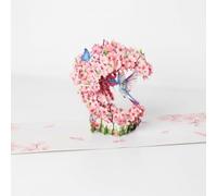 HEEFEN Tarjeta de nacimiento 3D para mujer con colibrí y flores de cerezo, tarjeta de felicitación de alta calidad como regalos para mujeres, tarjeta de cumpleaños pop up con sobre, tarjeta de