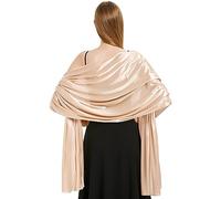 Heekpek Bufanda Mujer Elegante Saten Bufanda Grande Estola Mujer Chales para Vestidos Chales de Fiesta Brillante para Ceremonia, Boda, Champagne dorado