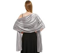 heekpek Bufanda Mujer Fiesta Bufanda Chal Elegante Saten Bufanda Grande Estola Mujer Chales para Vestidos Chales de Fiesta Brillante para Ceremonia, Boda, Gris oscuro