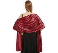 heekpek Bufanda Mujer Fiesta Bufanda Chal Elegante Saten Bufanda Grande Estola Mujer Chales para Vestidos Chales de Fiesta Brillante para Ceremonia, Boda, Rojo