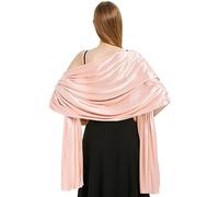 heekpek Bufanda Mujer Fiesta Bufanda Chal Elegante Saten Bufanda Grande Estola Mujer Chales para Vestidos Chales de Fiesta Brillante para Ceremonia, Boda, Crema rosa