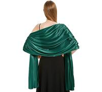 heekpek Bufanda Mujer Fiesta Bufanda Chal Elegante Saten Bufanda Grande Estola Mujer Chales para Vestidos Chales de Fiesta Brillante para Ceremonia, Boda, Verde oscuro