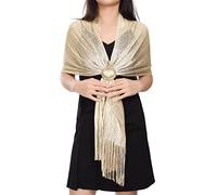 heekpek Bufanda Mujer Fiesta Elegante Pañuelos Chales Brillante Fulares para Boda, Fiesta, Comuniones, Eventos de Noche, Champán