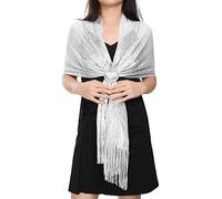 heekpek Bufanda Mujer Fiesta Elegante Pañuelos Mujer de Fiesta Chales Brillante Fulares para Mujer de Fiesta Bufanda para Boda, Fiesta, Comuniones, Eventos de Noche, Blanco