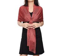 heekpek Bufanda Mujer Fiesta Elegante Pañuelos Mujer de Fiesta Chales Brillante Fulares para Mujer de Fiesta Bufanda para Boda, Fiesta, Comuniones, Eventos de Noche, Rojo vino