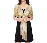 heekpek Bufanda Mujer Fiesta Elegante Pañuelos Mujer de Fiesta Chales Brillante Fulares para Mujer de Fiesta Bufanda para Boda, Fiesta, Comuniones, Eventos de Noche, Beige oro