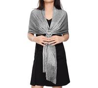 heekpek Bufanda Mujer Fiesta Elegante Pañuelos Mujer de Fiesta Chales Brillante Fulares para Mujer de Fiesta Bufanda para Boda, Fiesta, Comuniones, Eventos de Noche, Gris