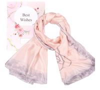 heekpek Bufanda Seda Mujer Satín Bufanda Estampada Ligero Elegante Chal Fulares Cuello Pañuelo de Seda para Mujer