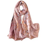heekpek Bufanda Seda Mujer Satín Bufanda Estampada Ligero Elegante Chal Fulares Cuello Pañuelo de Seda para Mujer