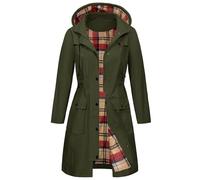 heekpek Chaqueta Chubasquero Mujer Parka Impermeable Largo Abrigo Ligero Gabardina Mujer Impermeable con Capucha y Bolsillo, Verde militar, L