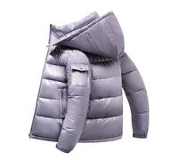 heekpek Chaqueta Hombre Invierno Abrigo Chaqueta Acolchada de algodón Repelente al agua Cazadora Para Hombre Termica Parka de Esqui Snowboard, Gris violáceo, L