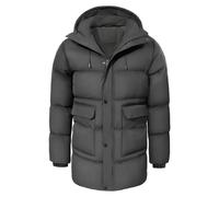 heekpek Chaqueta Hombre Invierno Largo Abrigo Chaqueta Acolchada de algodón Repelente al agua Cazadora Para Hombre Termica Parka de Esqui Snowboard, Gris oscuro, XL