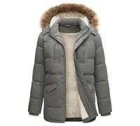 heekpek Chaqueta Polar Hombre Invierno Abrigo Largo Acolchada Cazadora Para Hombre Termica Parka de Esqui Snowboard, Gris, L