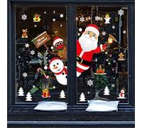 heekpek Feliz Navidad Papá Noel Muñeco de Nieve Alce de la Puerta Decoración de Ventana Reutilizable Bricolaje Pegatinas Electrostáticas para Fiesta Doble Cara Pegatinas de Navidad Grande Decoración