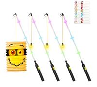 Heelay 4er ElektroLaternenstab LED DIY Aufkleber Laternenstab 50cm für St Martin, Lanterne Kinder stab Laternenumzüge Halloween Zauberstab Party Kostüpartys Kindergarten