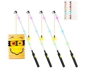 Heelay 4er ElektroLaternenstab LED DIY Aufkleber Laternenstab 50cm für St Martin, Lanterne Kinder stab Laternenumzüge Halloween Zauberstab Party Kostüpartys Kindergarten