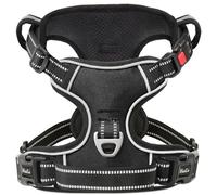 HEELE Arnés de Pecho para Perros con Cierre de trinquete con Cierre Ajustable Reflectante y Abierto en el Cuello y arnés antitracción para Perros, Cerradura Negro, M