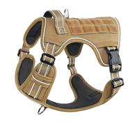 HEELE Arnés Militar Reflectante para Perro Mediano y Grande - Uso Profesional, Sin Tirones, Tipo Chaleco, Táctico, Antitirones Básicos, Marrón, M