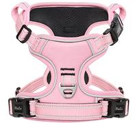 HEELE Arnés para Perro Mediano Arnes para Perro Chaleco Reflectante con 3 Hebillas de Liberación Pápida Arnés para Perro Ajustable, Mango Acolchado, Confort, Liberacion del Cuello, Rosa Claro, L