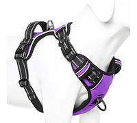 HEELE Arnés para Perro Mediano Arnes para Perro Chaleco Reflectante con 3 Hebillas de Liberación Pápida Arnés para Perro Ajustable, Mango Acolchado, Confort, Liberacion del Cuello, Púrpura, L