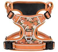 HEELE Arnés para Perros pequeños, sin tirones, con Mango Acolchado Suave, Reflectante para Entrenamiento al Aire Libre, Flores-Nanranja, S