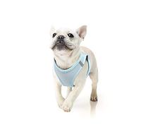 HEELE Arnes Perro Pequeño con Lineas Reflecantes Arnés Perro Antitirones Ajustable Suave Acolchado Cómodo para Viajar Pasear con Mascota, Azul, L