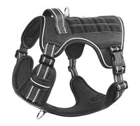 HEELE Arnés Táctico Militar para Perro Mediano y Grande - Reflectante, Uso Profesional, Sin Tirones, Tipo Chaleco, Negro, S