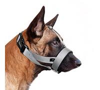 HEELE Bozal para Perros Bozal para Perro con Extra Banda de Cabeza, Bozales para Perros Acolchado, No Más Rozaduras, Bozal Lazo Ajustable para Perro Cómodos Transpirables y Seguros, Gris, S