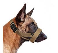 HEELE Bozal para Perros Bozal para Perro con Extra Banda de Cabeza, Bozales para Perros Acolchado, No Más Rozaduras, Bozal Lazo Ajustable para Perro Cómodos Transpirables y Seguros, Marrón, S