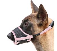 HEELE Bozal para Perros Bozal Perro Anti-Mordedor Fit Bozal para Perros Malla Transpirable con Forma de Boca para Perros, Rosa, XL