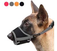 HEELE Bozal para Perros Bozal Perro Anti-Mordedor Fit Bozal para Perros Malla Transpirable con Forma de Boca para Perros, Negro-Gris, S