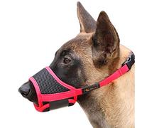 HEELE Bozal para Perros Bozal Perro Anti-Mordedor Fit Bozal para Perros Malla Transpirable con Forma de Boca para Perros, Negro-Rojo, L
