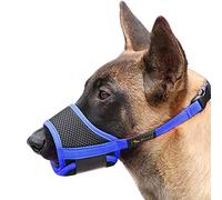 HEELE Bozal para Perros Bozal Perro Anti-Mordedor Fit Bozal para Perros Malla Transpirable con Forma de Boca para Perros, Azul, L