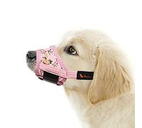 HEELE Bozal para Perros Grandes Bozales Perro Anti-Ladridos con Anti-Mordida Bozales para Perro Suave Ajustables con Bonito Estampado Corte de Uñas y Colirio, Flor Rosa, L