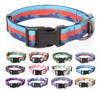 HEELE Collar para Perros con Hebilla de Liberación Rápida, Cómodos, Ajustable, Lindos Patrones, Floral Collar para Perro Pequeño Mediano Grande, Rojo Atardecer, S