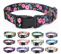 HEELE Collar para Perros con Hebilla de Liberación Rápida, Cómodos, Ajustable, Lindos Patrones, Floral Collar para Perro Pequeño Mediano Grande, Florales, M