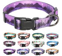 HEELE Collar para Perros con Hebilla de Liberación Rápida, Cómodos, Ajustable, Lindos Patrones, Floral Collar para Perro Pequeño Mediano Grande, Morado, L