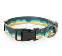 HEELE Collar para Perros con Hebilla de Liberación Rápida, Cómodos, Ajustable, Lindos Patrones, Floral Collar para Perro Pequeño Mediano Grande, Olas del Mar, S