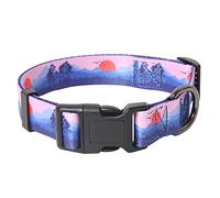 HEELE Collar para Perros con Hebilla de Liberación Rápida, Cómodos, Ajustable, Lindos Patrones, Floral Collar para Perro Pequeño Mediano Grande, Atardecer Púrpura, M