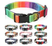 HEELE Collar para Perros con Hebilla de Liberación Rápida, Cómodos, Ajustable, Lindos Patrones, Floral Collar para Perro Pequeño Mediano Grande, Arco Iris, XS