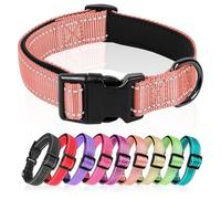HEELE Collar Perro, Collar Nylon Reflectante Neopreno Forrado Ajustable para Perro Grande, Coral, L