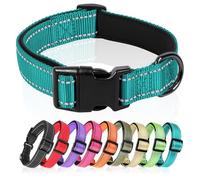 HEELE Collar Perro, Collar Nylon Reflectante Neopreno Forrado Ajustable para Perro Pequeño, Turquesa, S
