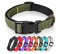 HEELE Collar Perro, Collar Nylon Reflectante Neopreno Forrado Ajustable para Perro Pequeño, Verde, XS