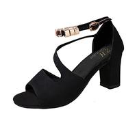 Heeled Sandals Mujer 2026 Summer Open Toe Chunky Block Mid Heels Strappy Sandal, Slip On Para Playa Y Eventos Formales