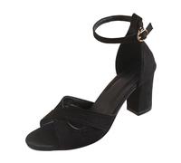 Heels de baile para mujer, de encaje calado, lentejuelas, tacón de 7 cm, suela de goma, zapatos de tacón alto, para mujer, cómodo antideslizante, para práctica de noche, ocio 2026, Z Negro, 42 EU